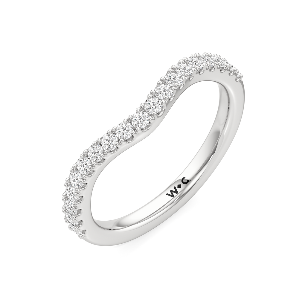 Trellis Pear Side Stone Diamond Wedding Band with Platinum Cut Diamond in 14KT Platinum view 5
