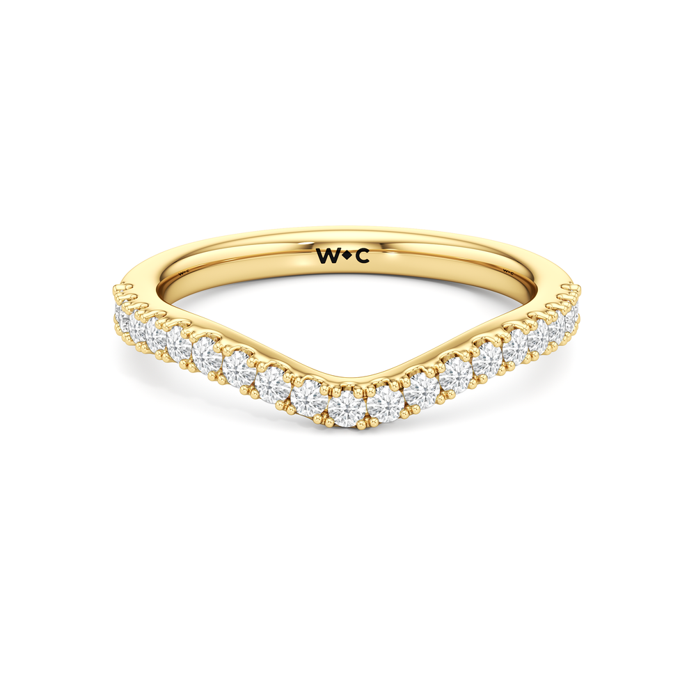 Trellis Pear Side Stone Diamond Wedding Band with 18KT Yellow Gold Cut Diamond in 14KT Yellow Gold view 1
