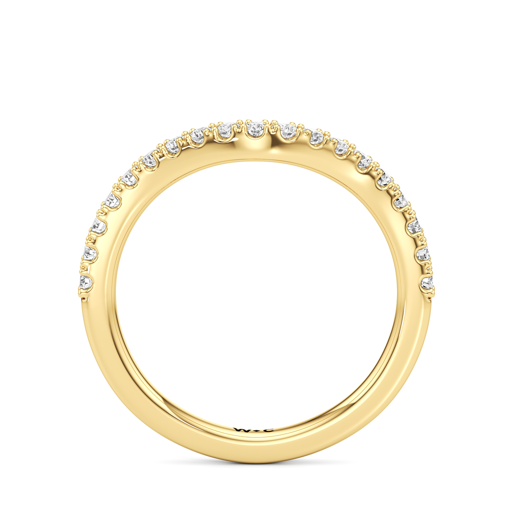 Trellis Pear Side Stone Diamond Wedding Band with 18KT Yellow Gold Cut Diamond in 14KT Yellow Gold view 4
