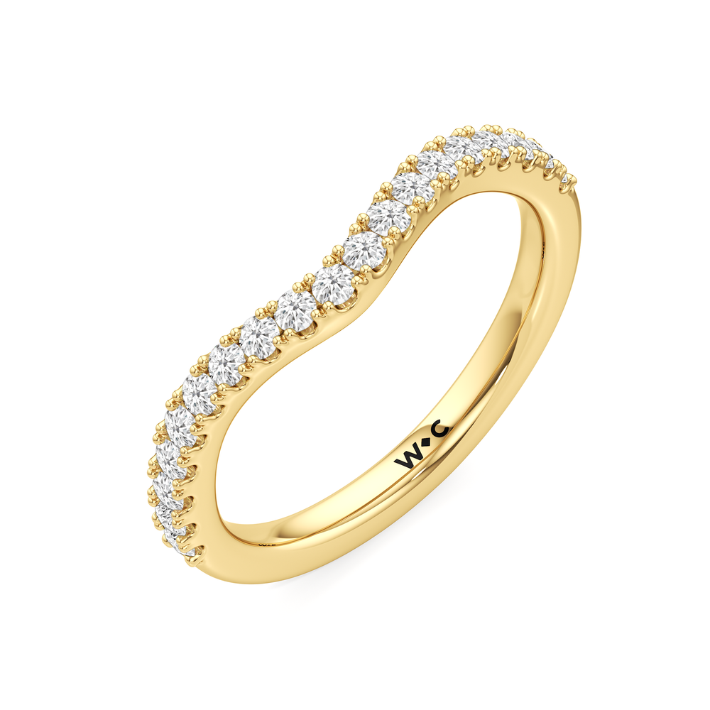 Trellis Pear Side Stone Diamond Wedding Band with 18KT Yellow Gold Cut Diamond in 14KT Yellow Gold view 5
