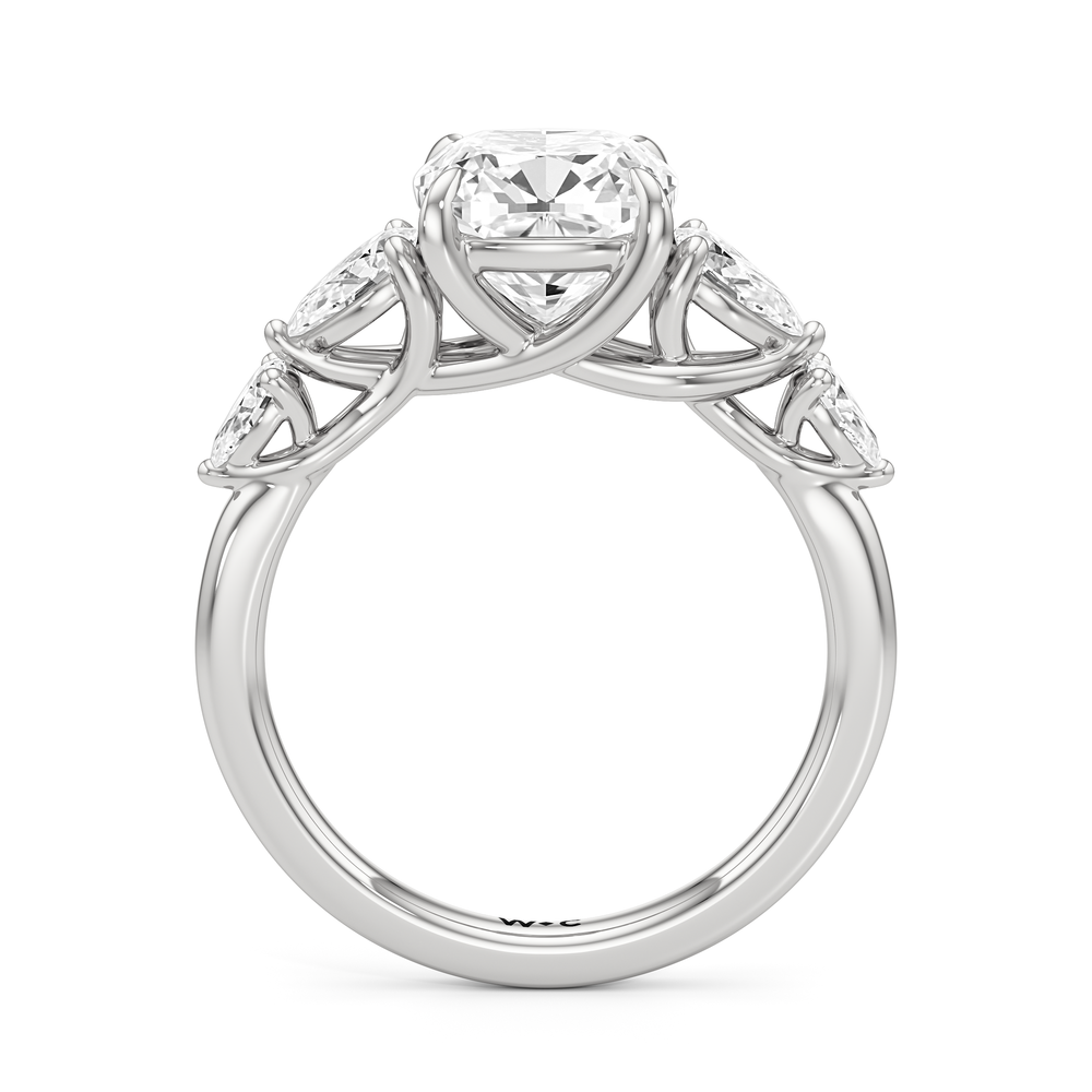 Cushion Cut Trellis Pear Side Stone Engagement Ring with Lab Grown Diamond in 14KT Platinum view 4
