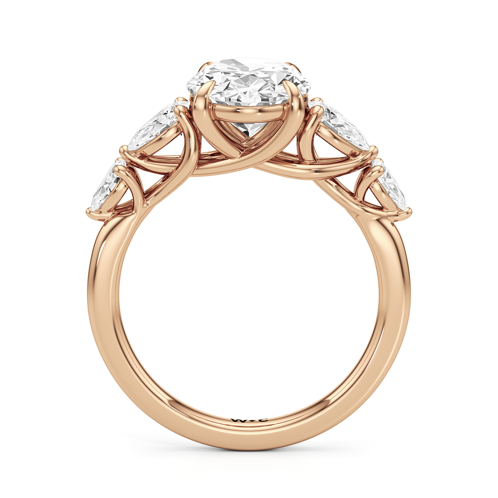 Oval Cut Trellis Pear Side Stone Engagement Ring with Lab Grown Diamond in 14KT Rose Gold view 4
