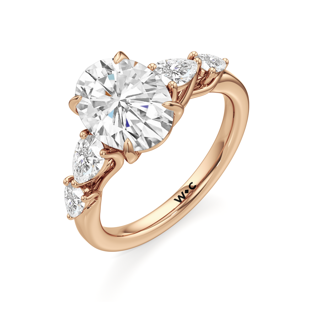 Oval Cut Trellis Pear Side Stone Engagement Ring with Lab Grown Diamond in 14KT Rose Gold view 5
