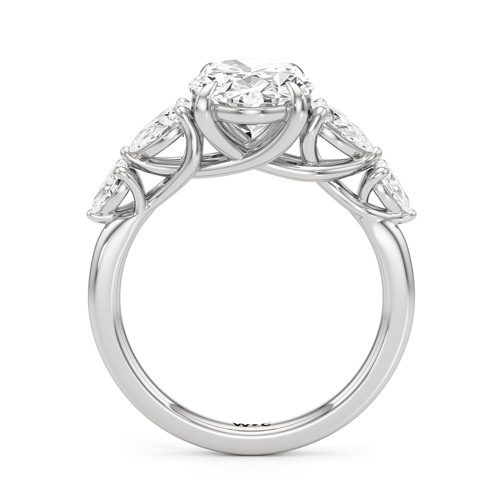 Oval Cut Trellis Pear Side Stone Engagement Ring with Lab Grown Diamond in 14KT Platinum view 4
