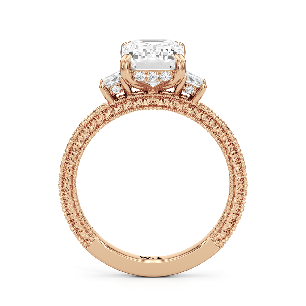 Emerald Cut The Seraphine Trapezoid Three Stone Ring with Lab Grown Diamond in 14KT Rose Gold view 5
