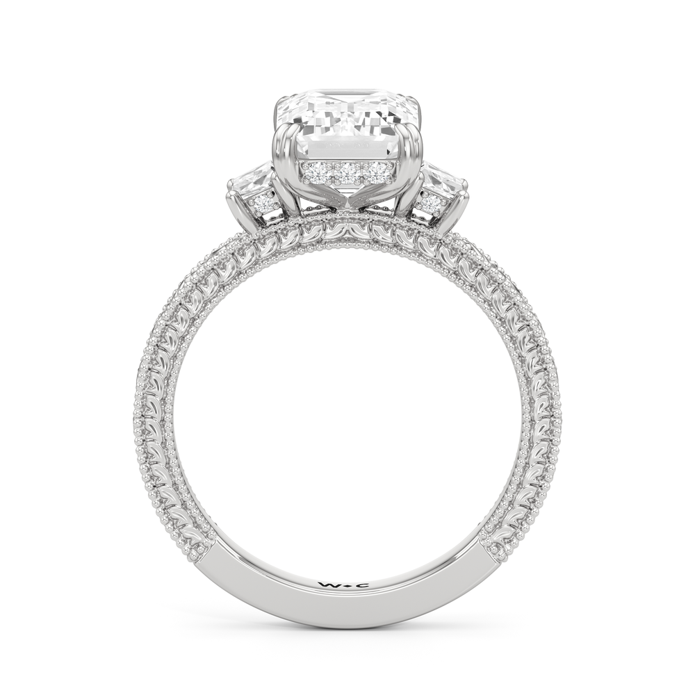 Emerald Cut The Seraphine Trapezoid Three Stone Ring with Lab Grown Diamond in 14KT Platinum view 5
