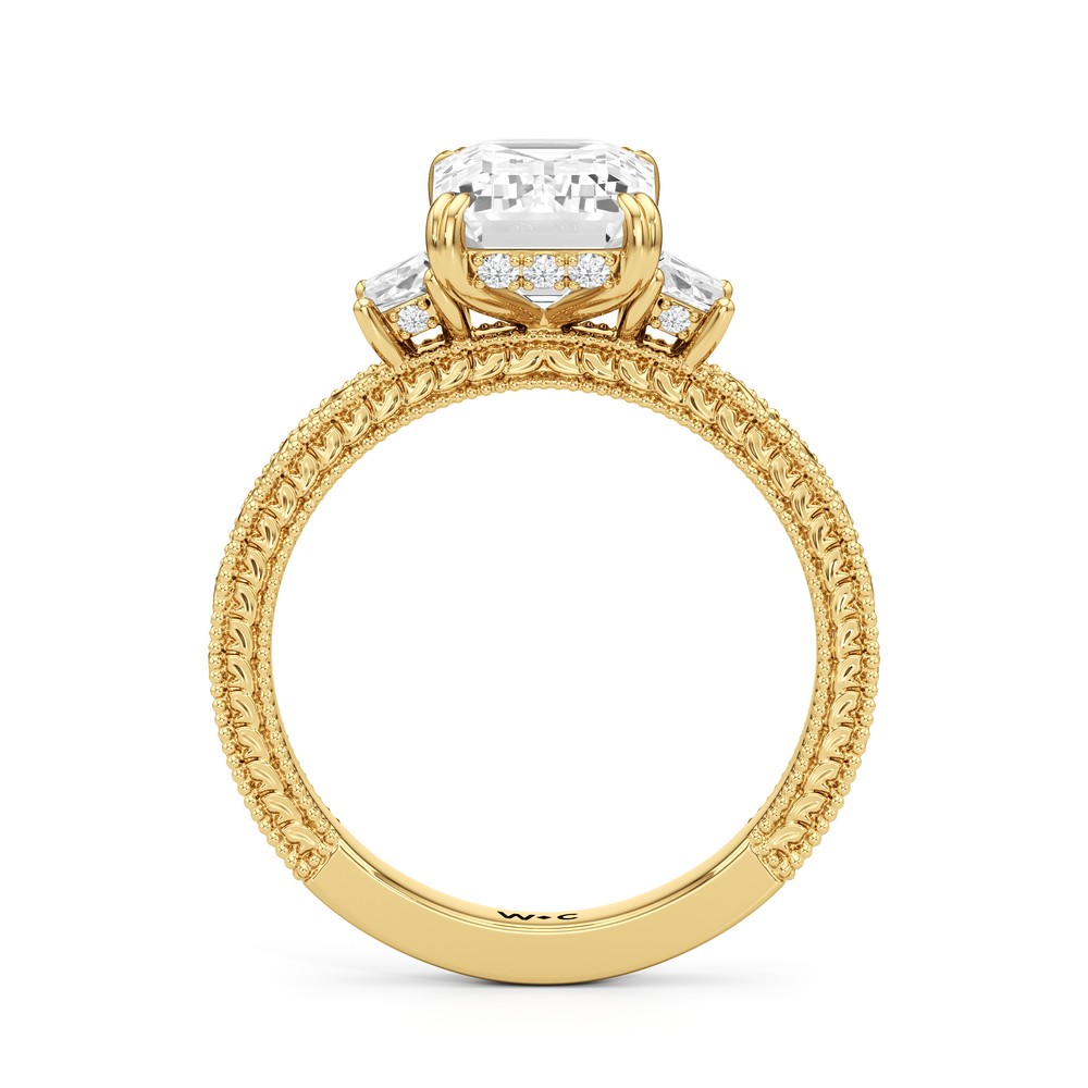 Emerald Cut The Seraphine Trapezoid Three Stone Ring with Lab Grown Diamond in 14KT Yellow Gold view 5
