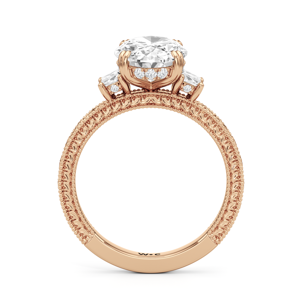 Oval Cut The Seraphine Trapezoid Three Stone Ring with Lab Grown Diamond in 14KT Rose Gold view 5
