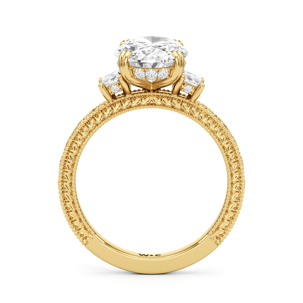 Oval Cut The Seraphine Trapezoid Three Stone Ring with Lab Grown Diamond in 14KT Yellow Gold view 5
