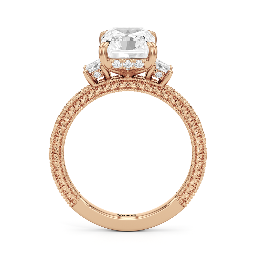 Radiant Cut The Seraphine Trapezoid Three Stone Ring with Lab Grown Diamond in 14KT Rose Gold view 5

