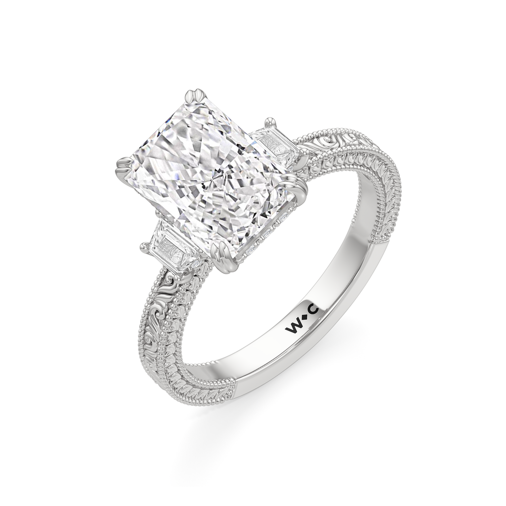 Radiant Cut The Seraphine Trapezoid Three Stone Ring with Lab Grown Diamond in 14KT Platinum view 6
