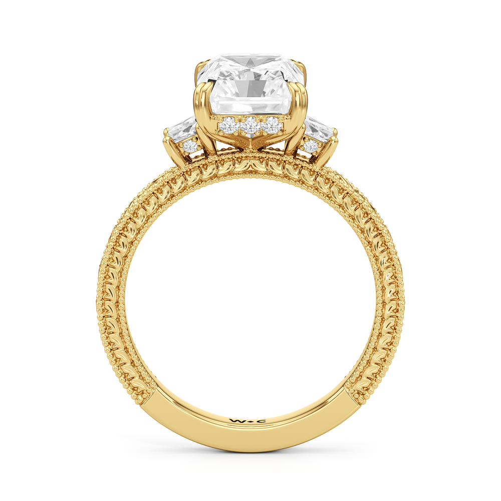 Radiant Cut The Seraphine Trapezoid Three Stone Ring with Lab Grown Diamond in 14KT Yellow Gold view 5
