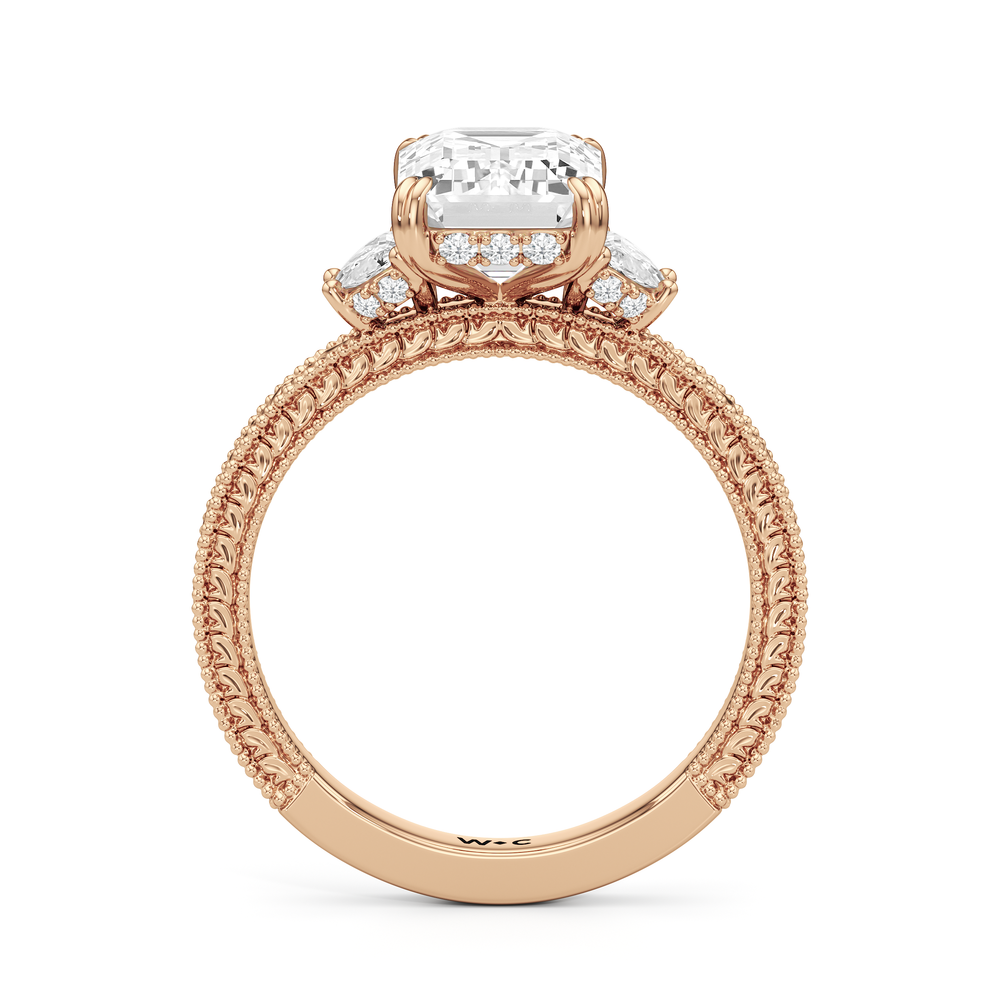 Emerald Cut The Seraphine Half Moon Three Stone Ring with Lab Grown Diamond in 14KT Rose Gold view 5
