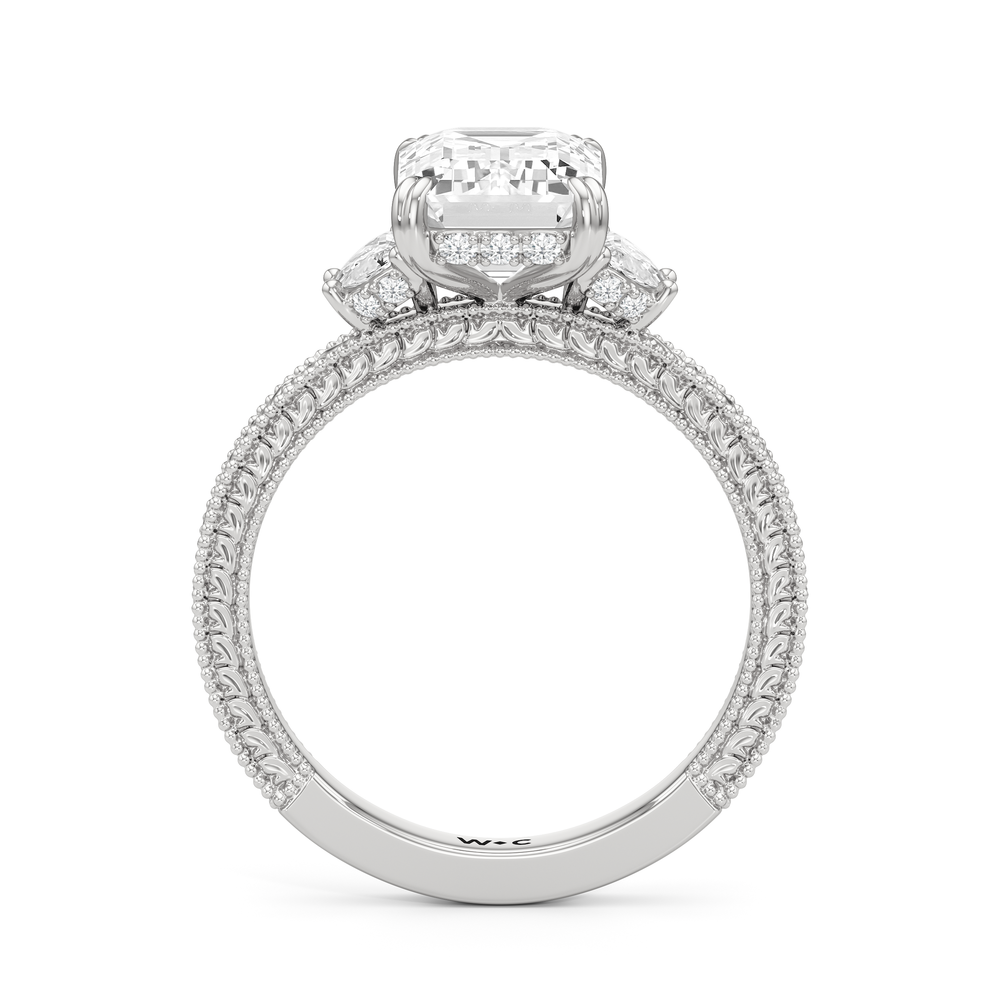 Emerald Cut The Seraphine Half Moon Three Stone Ring with Lab Grown Diamond in 14KT Platinum view 5

