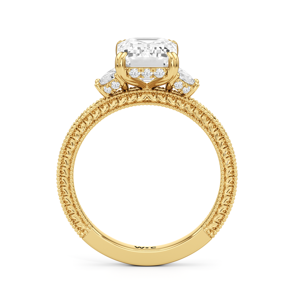 Emerald Cut The Seraphine Half Moon Three Stone Ring with Lab Grown Diamond in 14KT Yellow Gold view 5
