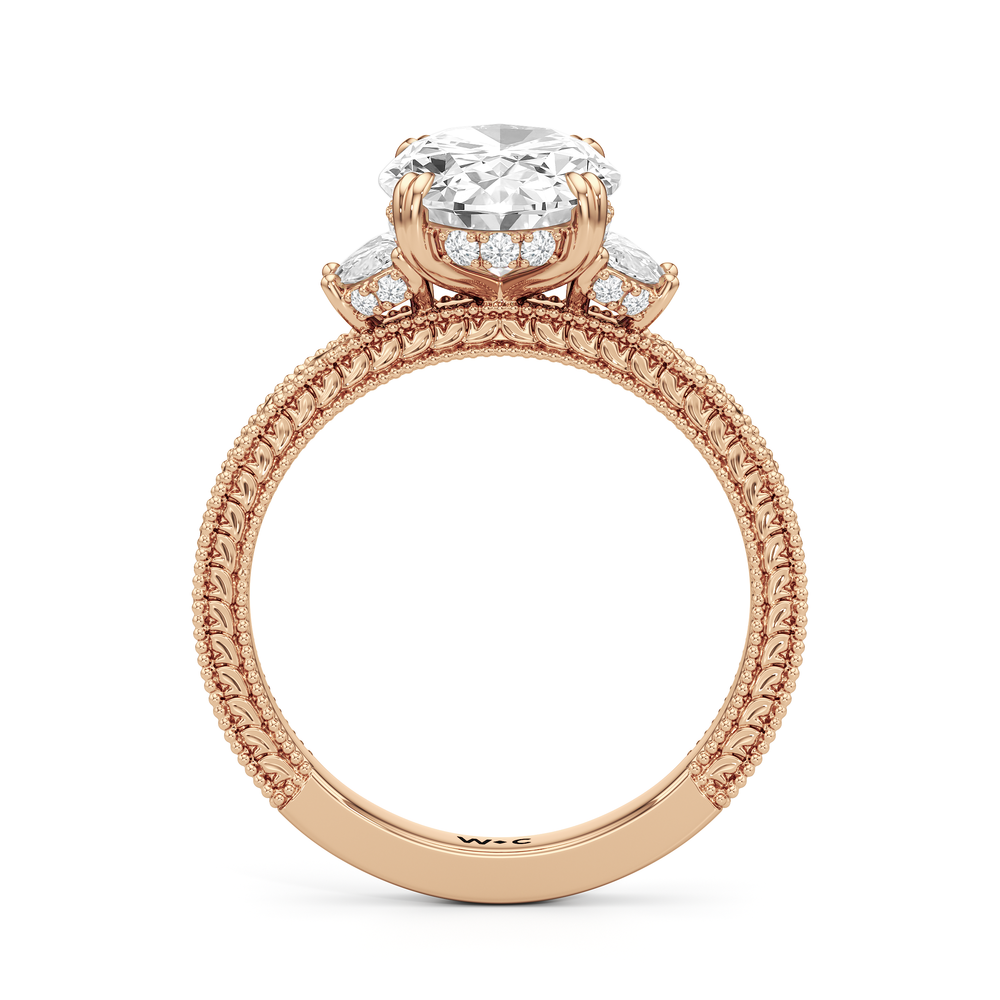 Oval Cut The Seraphine Half Moon Three Stone Ring with Lab Grown Diamond in 14KT Rose Gold view 5
