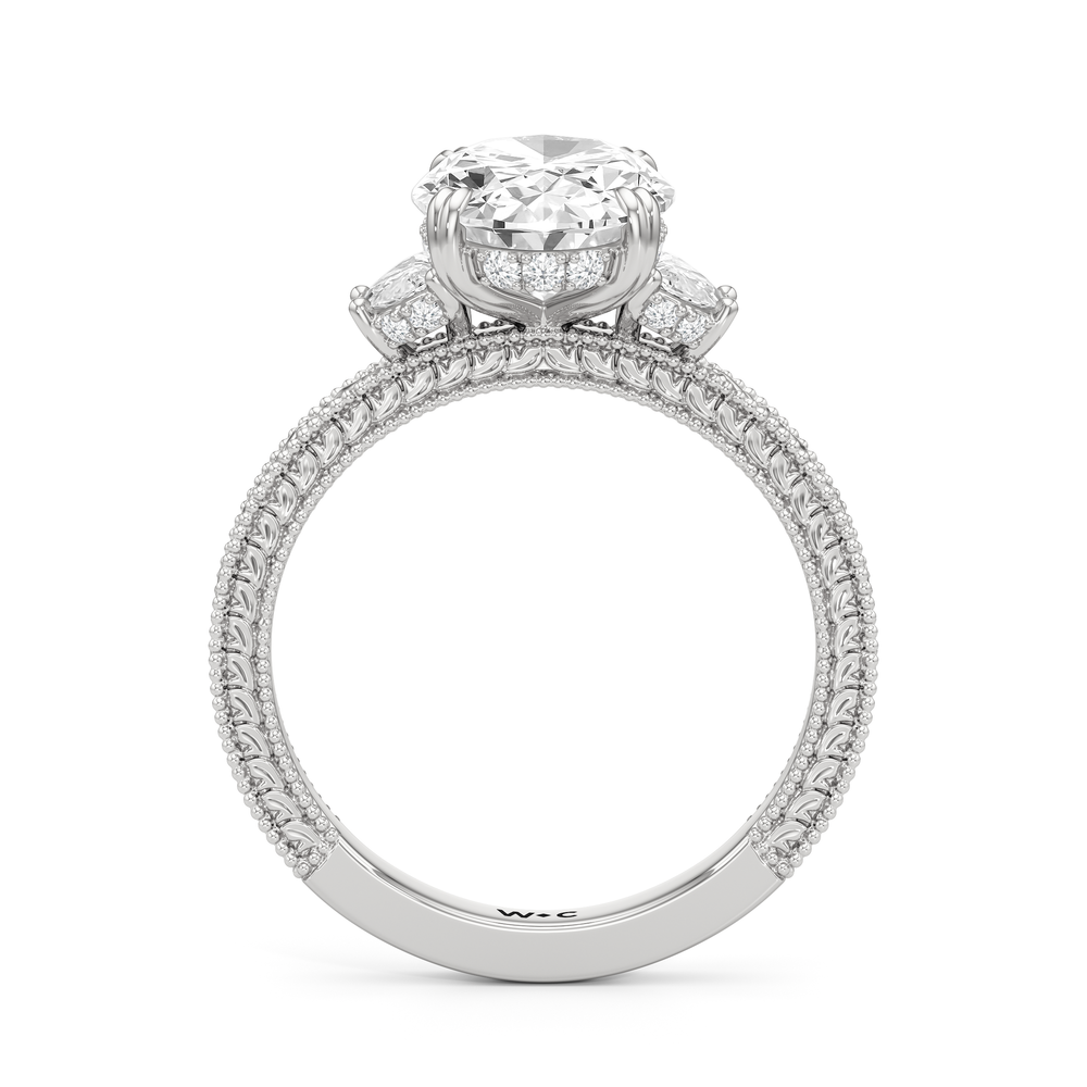 Oval Cut The Seraphine Half Moon Three Stone Ring with Lab Grown Diamond in 14KT Platinum view 5
