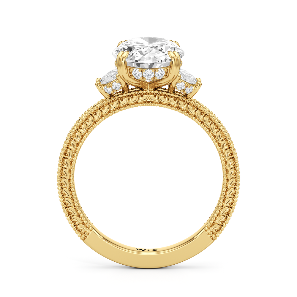 Oval Cut The Seraphine Half Moon Three Stone Ring with Lab Grown Diamond in 14KT Yellow Gold view 5
