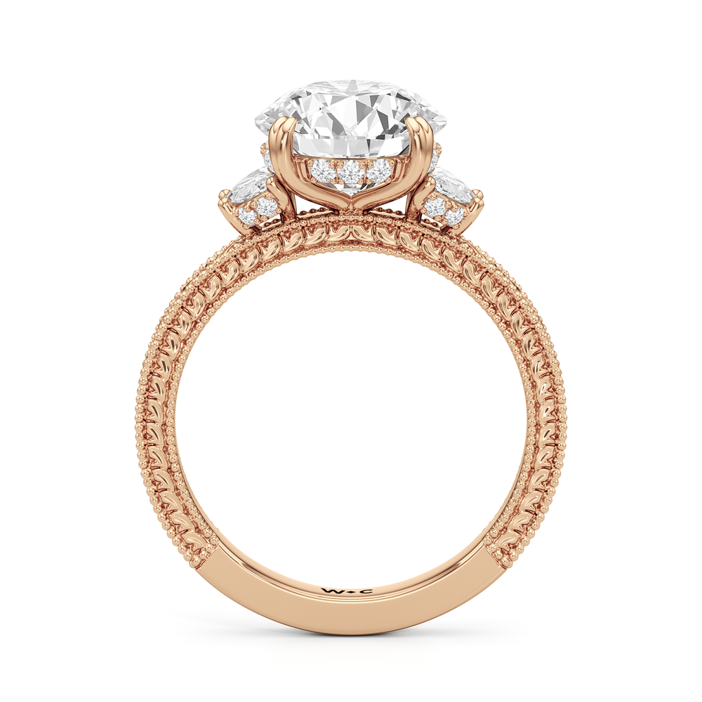 Round Cut The Seraphine Half Moon Three Stone Ring with Lab Grown Diamond in 14KT Rose Gold view 5
