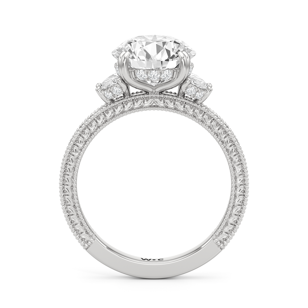 Round Cut The Seraphine Half Moon Three Stone Ring with Lab Grown Diamond in 14KT Platinum view 5
