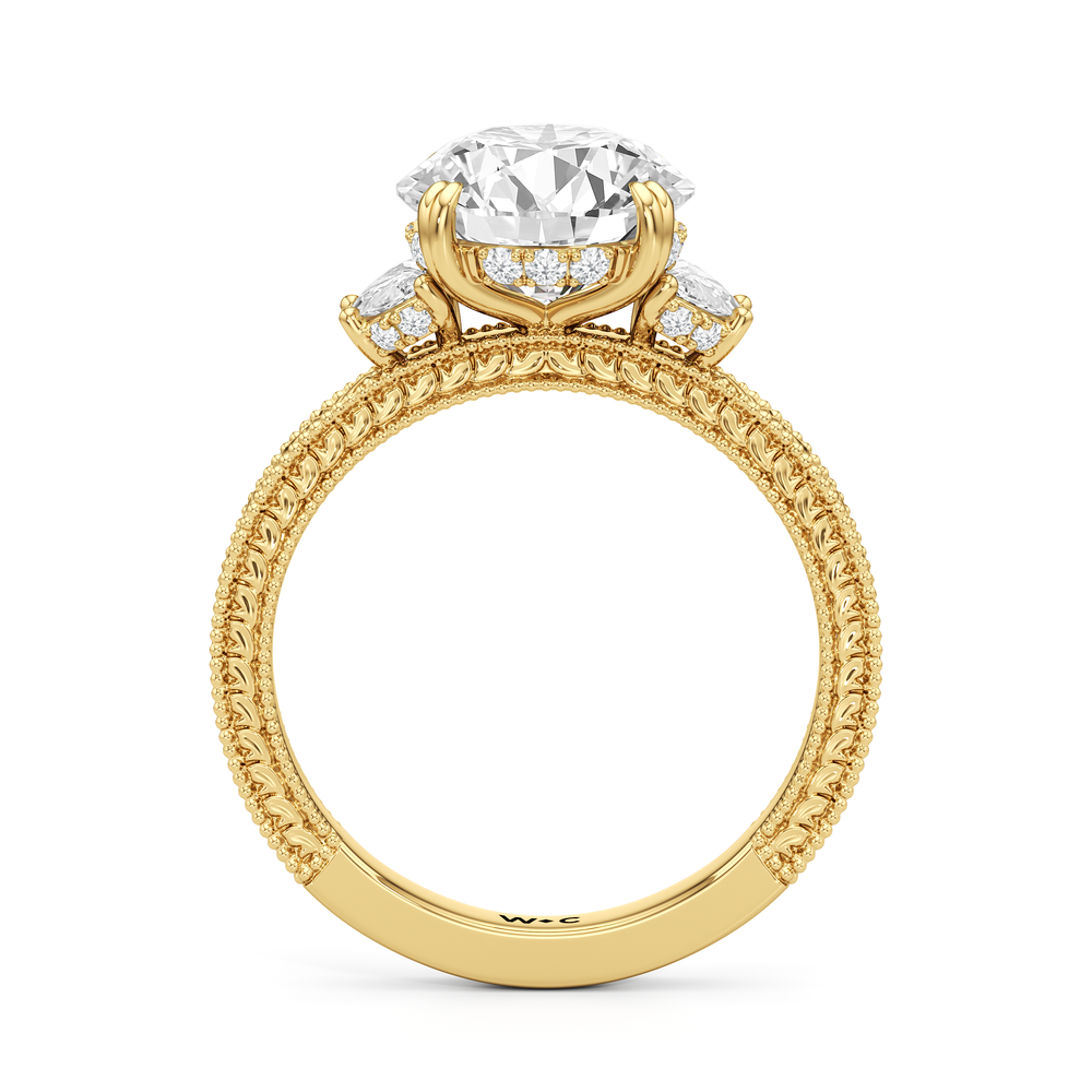Round Cut The Seraphine Half Moon Three Stone Ring with Lab Grown Diamond in 14KT Yellow Gold view 5
