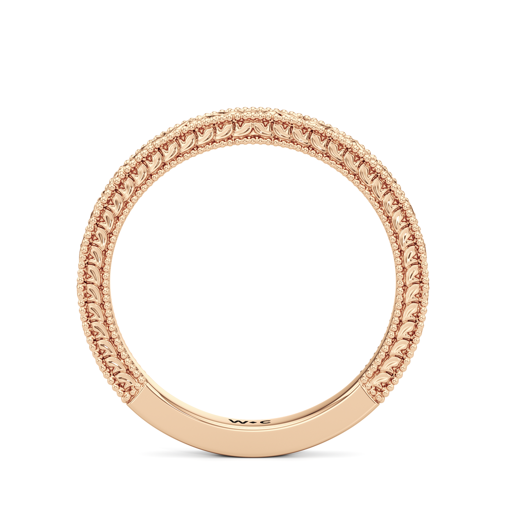 The Seraphine Half Moon Three Stone Wedding Band with 18KT Rose Gold Cut Diamond in 14KT Rose Gold view 5
