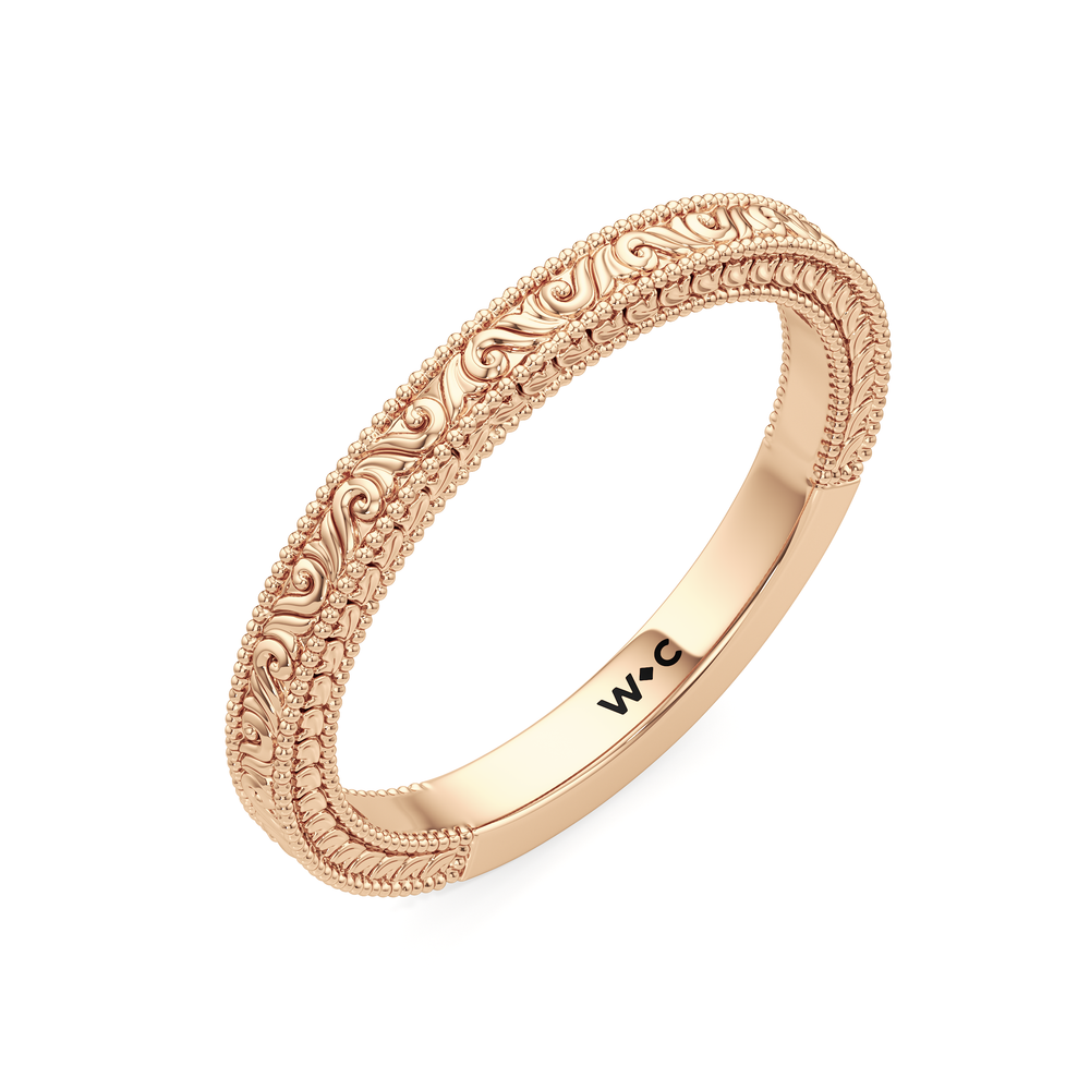 The Seraphine Baguette Three Stone Wedding Band with 18KT Rose Gold Cut Diamond in 14KT Rose Gold view 7
