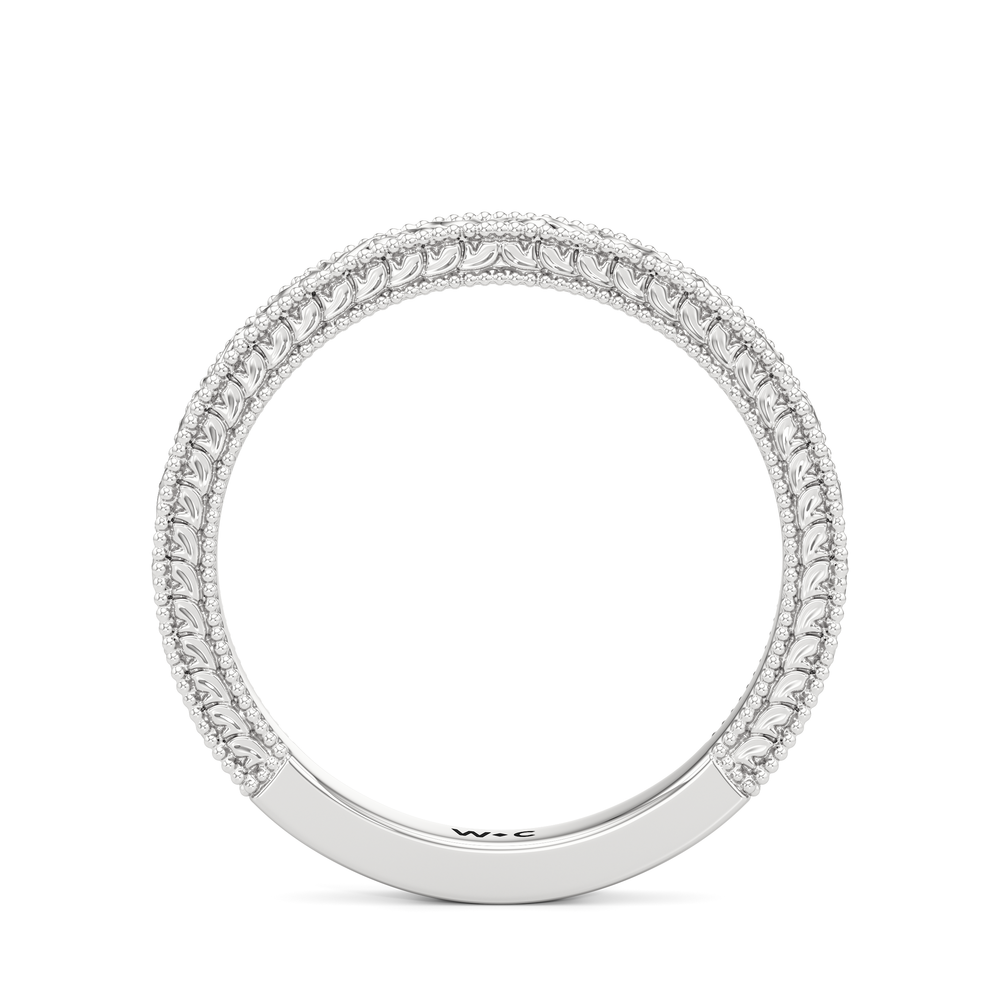 The Seraphine Half Moon Three Stone Wedding Band with Platinum Cut Diamond in 14KT Platinum view 5
