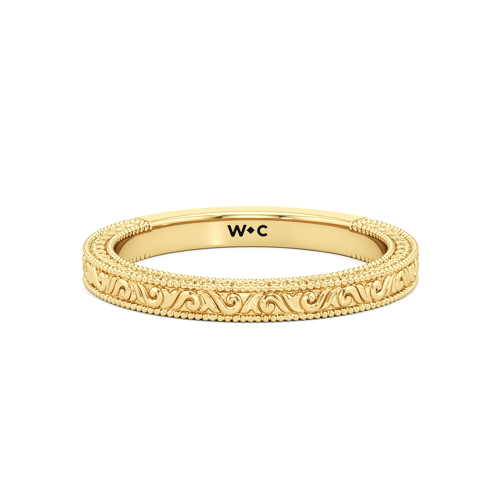 The Seraphine Half Moon Three Stone Wedding Band with 18KT Yellow Gold Cut Diamond in 14KT Yellow Gold view 1
