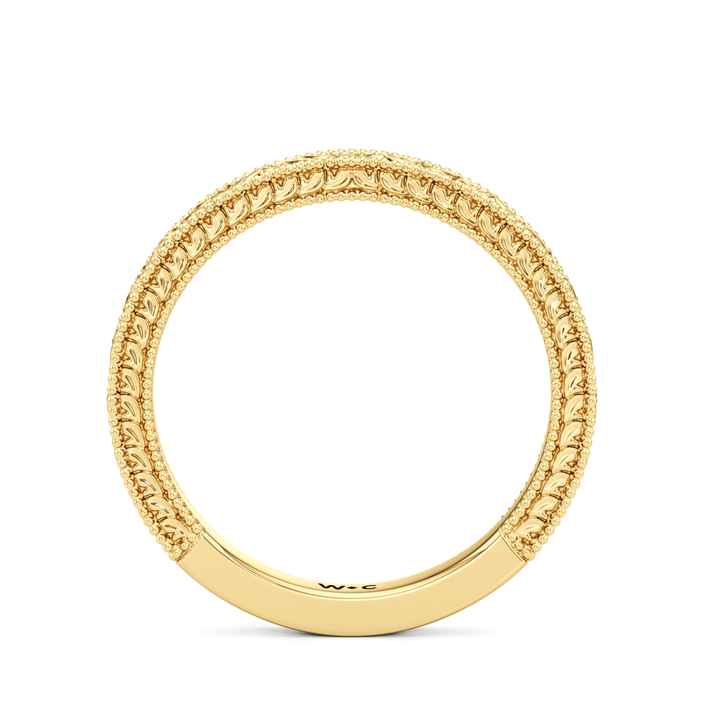 The Seraphine Half Moon Three Stone Wedding Band with 18KT Yellow Gold Cut Diamond in 14KT Yellow Gold view 5

