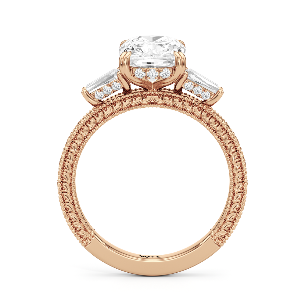Elongated Cushion Cut The Seraphine Baguette Three Stone Ring with Lab Grown Diamond in 14KT Rose Gold view 5
