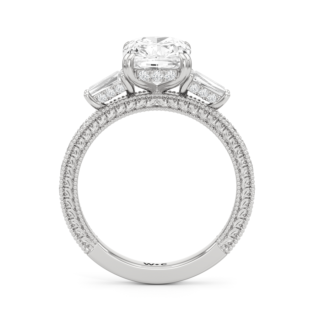 Elongated Cushion Cut The Seraphine Baguette Three Stone Ring with Lab Grown Diamond in 14KT Platinum view 5
