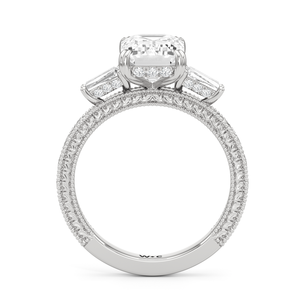 Emerald Cut The Seraphine Baguette Three Stone Ring with Lab Grown Diamond in 14KT Platinum view 5
