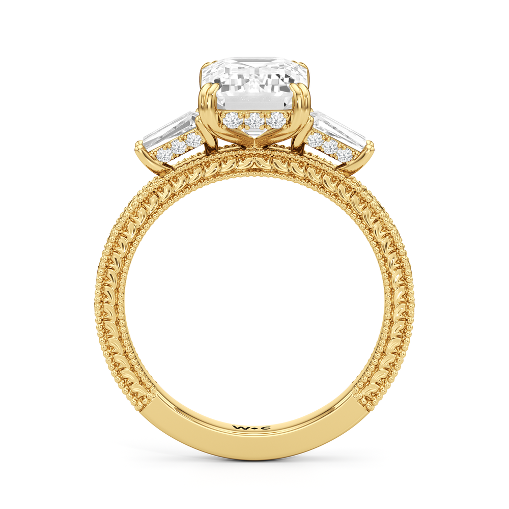 Emerald Cut The Seraphine Baguette Three Stone Ring with Lab Grown Diamond in 14KT Yellow Gold view 5
