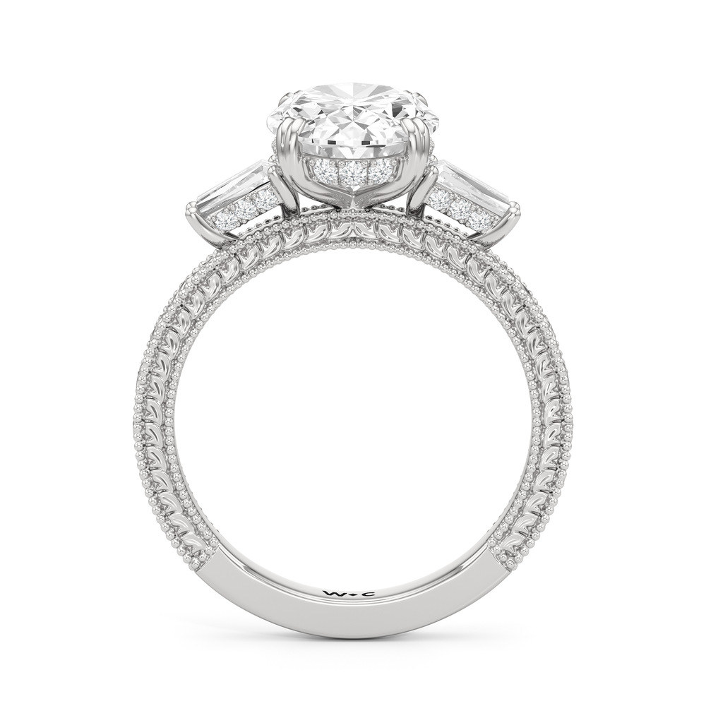 Oval Cut The Seraphine Baguette Three Stone Ring with Lab Grown Diamond in 14KT Platinum view 5
