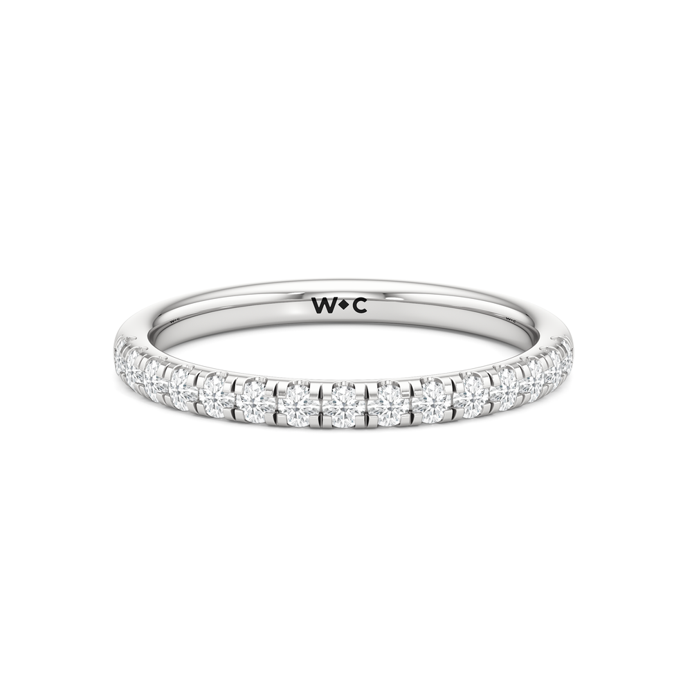 Aster Diamond Wedding Band with 14KT White Gold Cut Diamond in 14KT White Gold view 1
