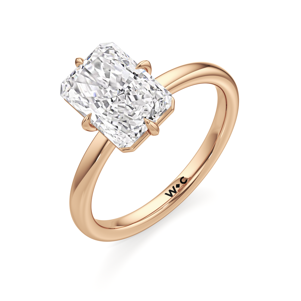 Aster Engagement Ring with Radiant Cut Diamond in 14KT Rose Gold view 5
