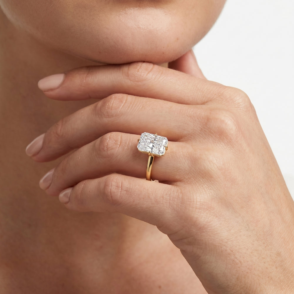 Aster Engagement Ring with Elongated Cushion Cut Diamond in 14KT Platinum view 3
