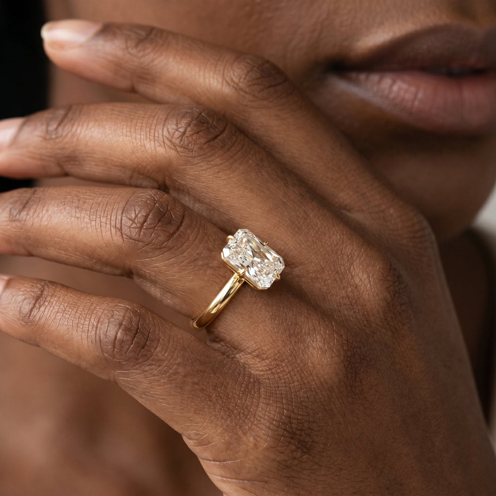 Aster Engagement Ring with Elongated Cushion Cut Diamond in 14KT Yellow Gold view 2
