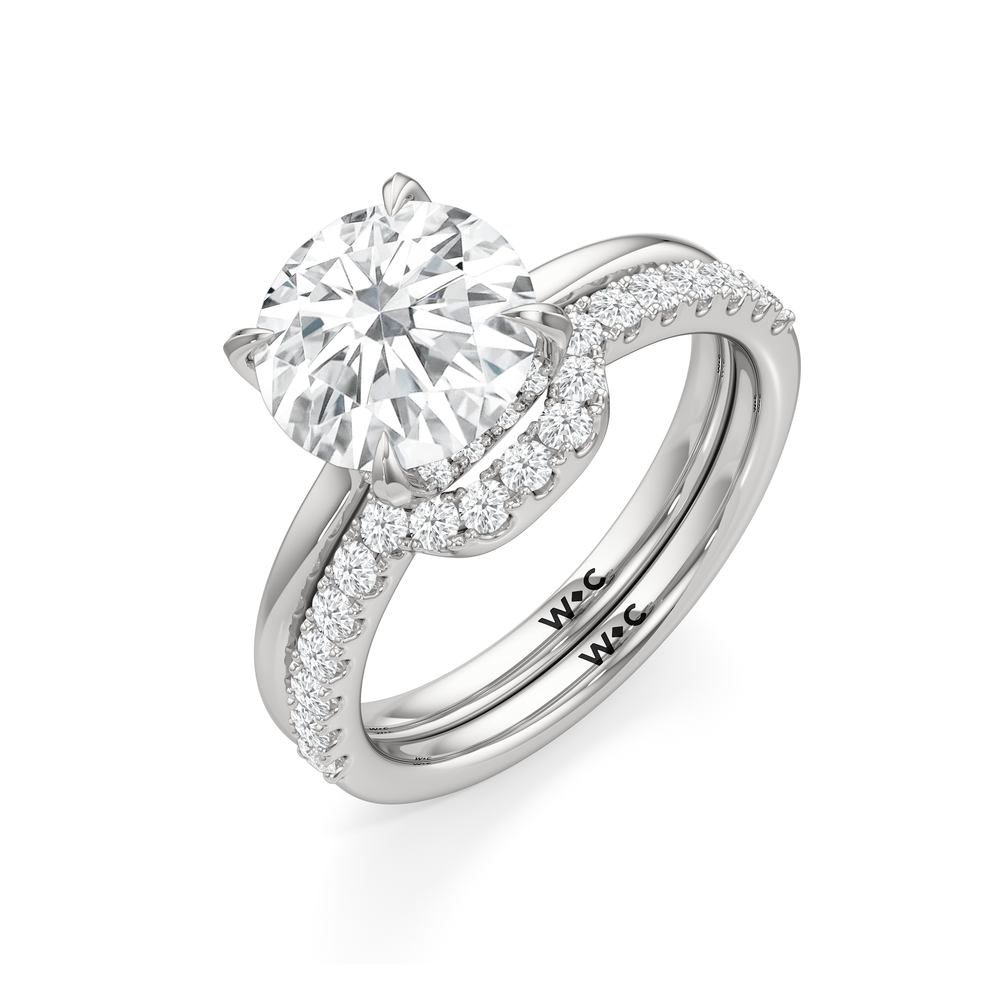 The Cassatt Low-Profile Wedding Band with Platinum Cut Diamond in 14KT Platinum view 7
