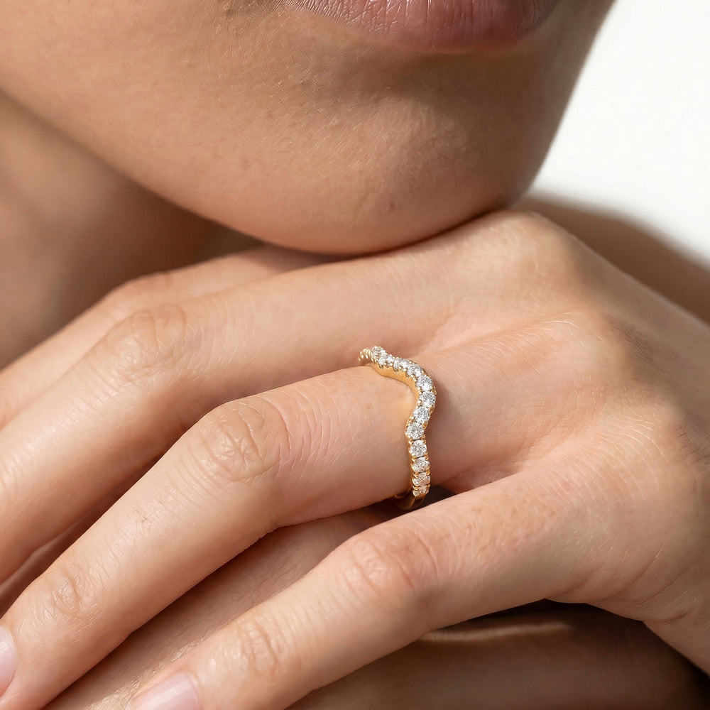 The Cassatt Low-Profile Wedding Band with Platinum Cut Diamond in 14KT Platinum view 3
