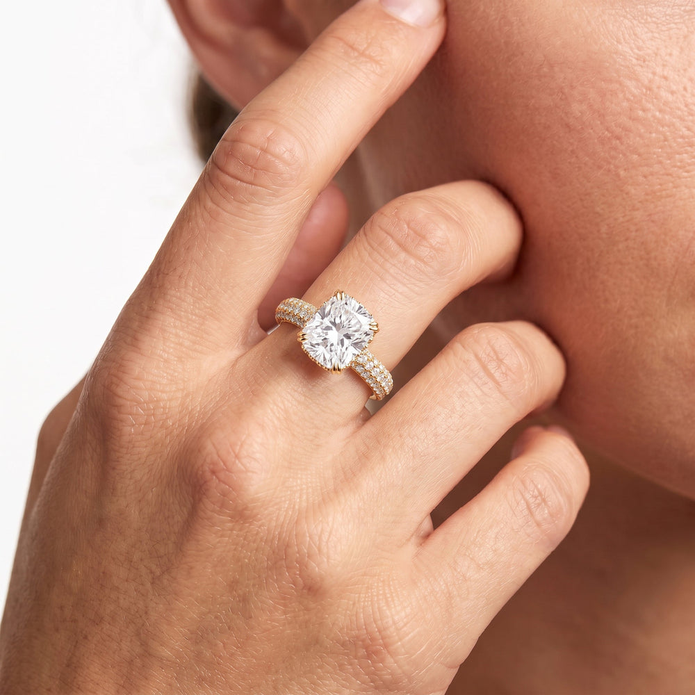 Elongated Cushion Cut The Windsor Low-Profile Ring with Lab Grown Diamond in 14KT Platinum view 3
