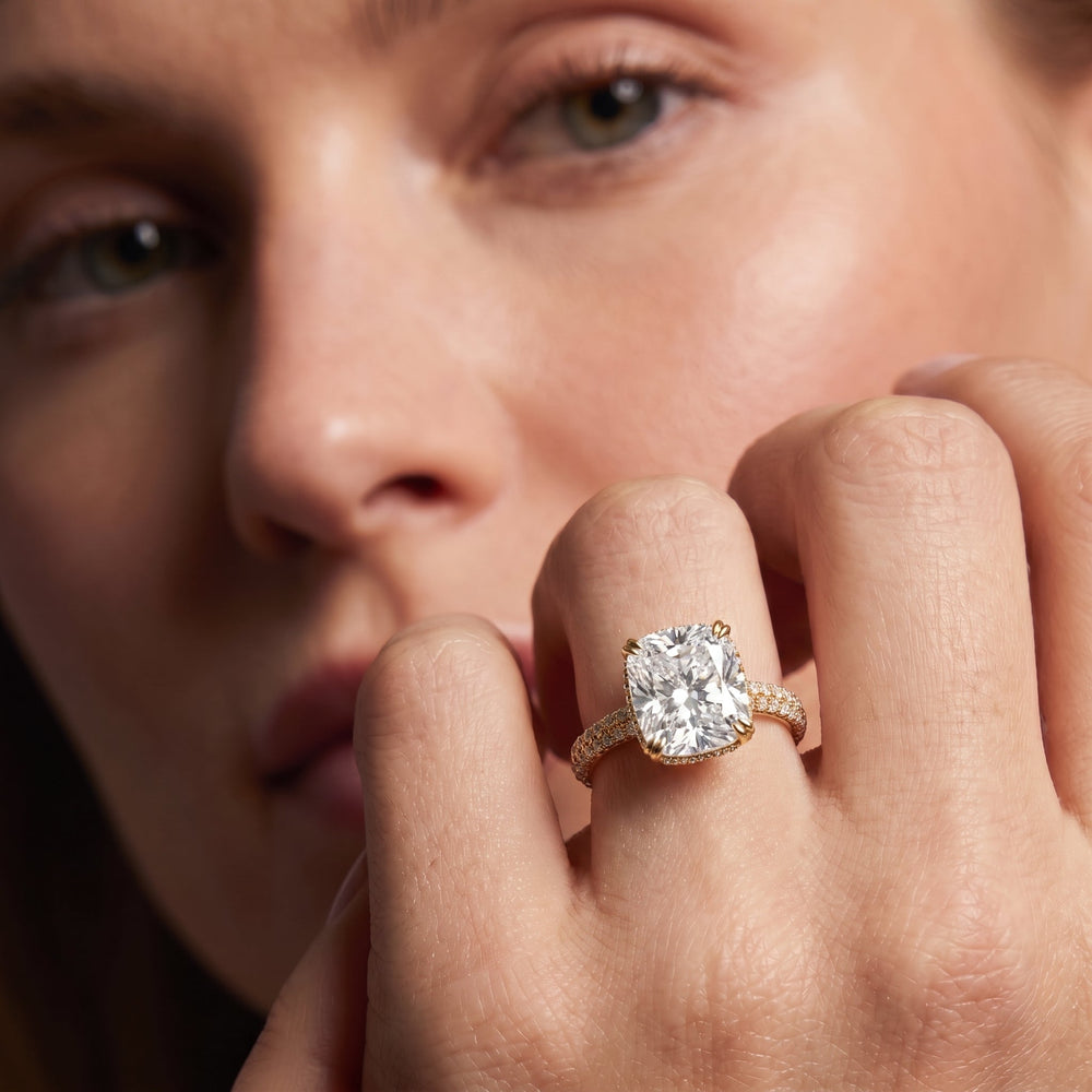 The Windsor Low-Profile Ring with Radiant Cut Diamond in 14KT Rose Gold view 4
