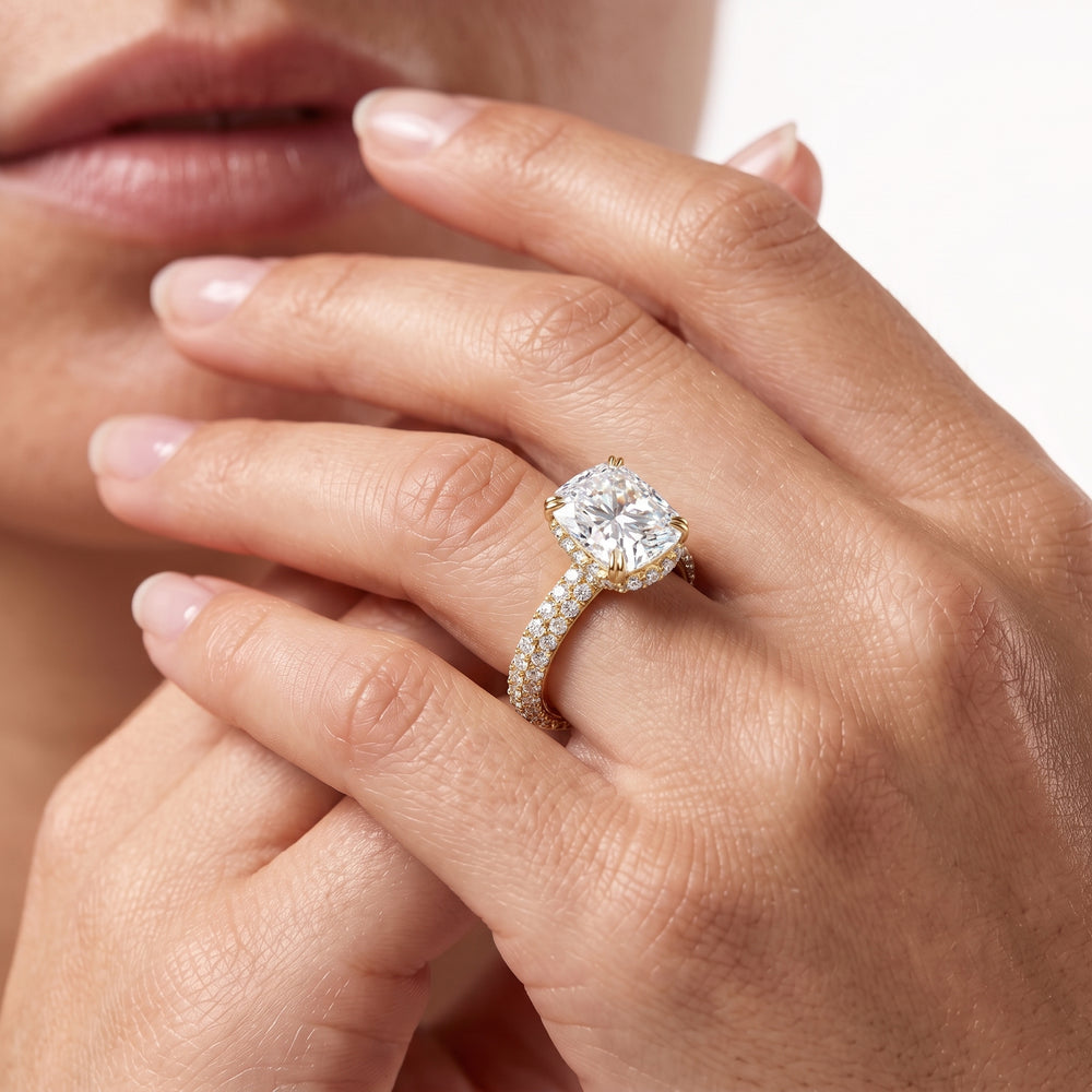The Windsor Low-Profile Ring with Radiant Cut Diamond in 14KT Yellow Gold view 3
