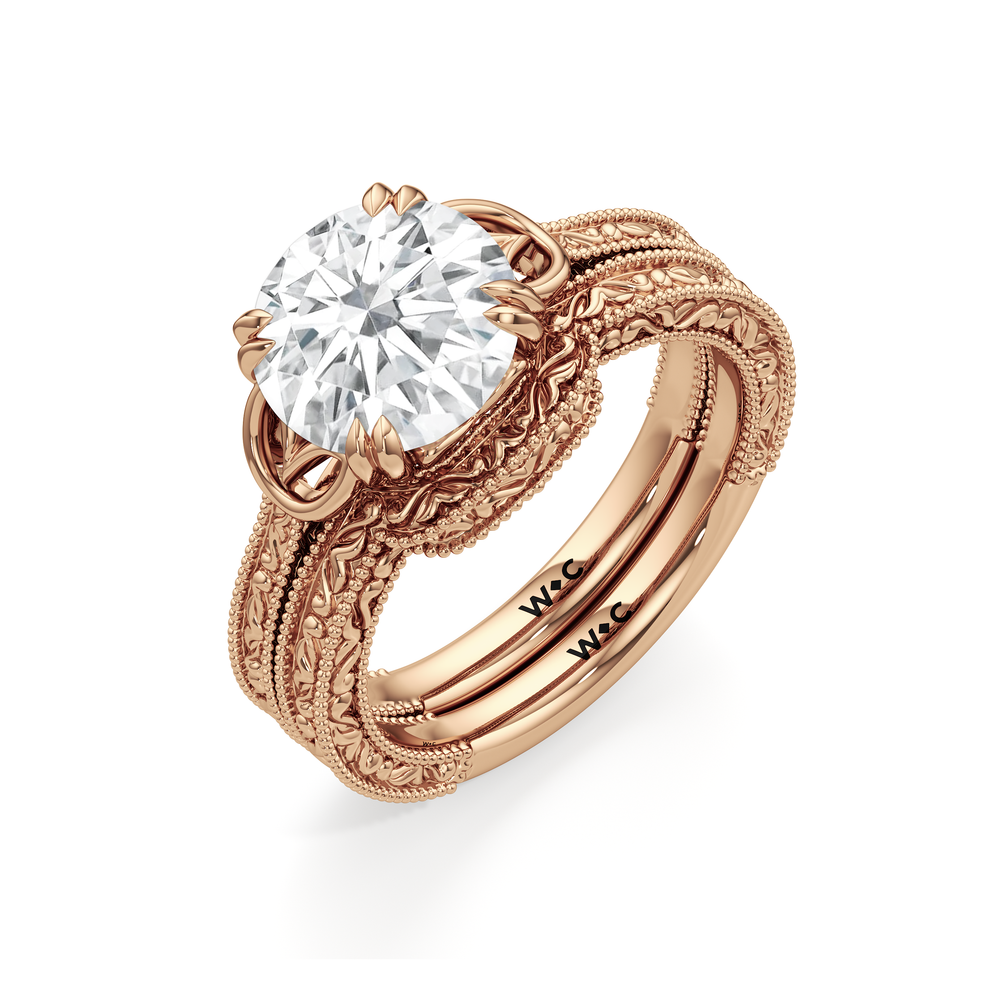 The Seraphine Heart Low-Profile Wedding Band with 18KT Rose Gold Cut Diamond in 14KT Rose Gold view 7

