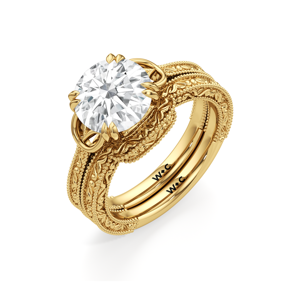 The Seraphine Heart Low-Profile Wedding Band with 18KT Yellow Gold Cut Diamond in 14KT Yellow Gold view 7
