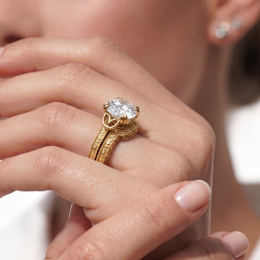 The Seraphine Heart Low-Profile Wedding Band with 18KT Rose Gold Cut Diamond in 14KT Rose Gold view 4

