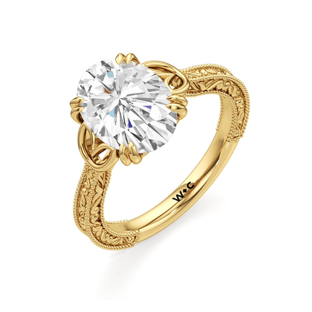 Oval Cut The Seraphine Heart Low-Profile Ring with Lab Grown Diamond in 14KT Yellow Gold view 6
