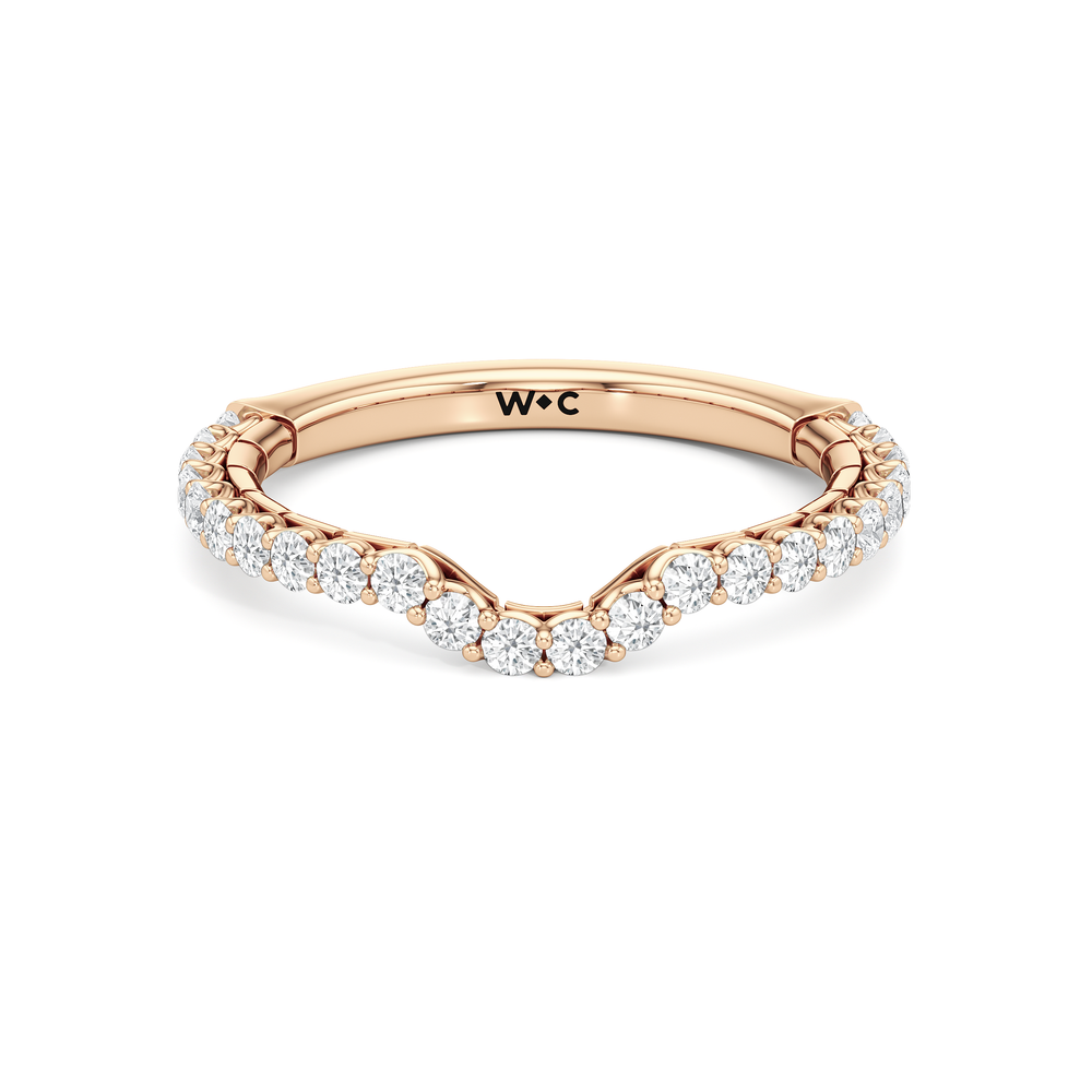 The Plume Diamond Wedding Band with 18KT Rose Gold Cut Diamond in 14KT Rose Gold view 1
