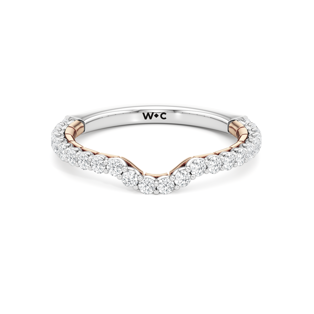 The Plume Diamond Wedding Band with 18KT White & Rose Gold Cut Diamond in 14KT White & Rose Gold view 1
